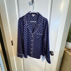 JCrew Navy Patterned Blouse Top